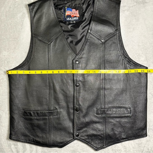 Leather USA Vietnam Veteran Vest - Black - Men’s 2XL Biker Patch - Picture 4 of 12
